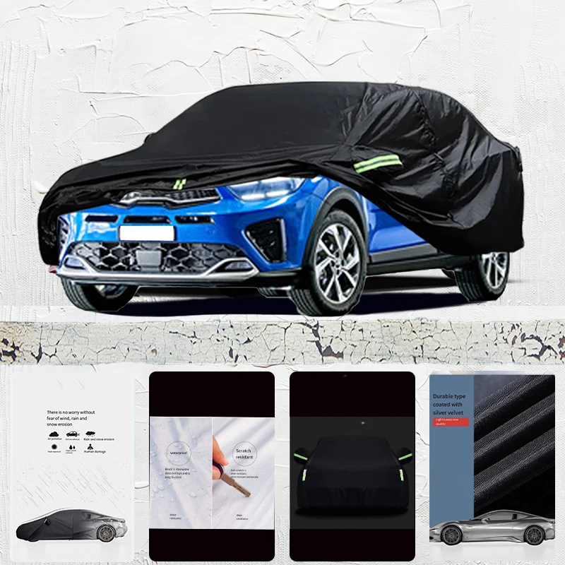 

For Kia Stonic Anti-UV Sun Shade Rain Snow Resistant Dustproof Car umbrella Black cover Full Car Cover Outdoor Protection