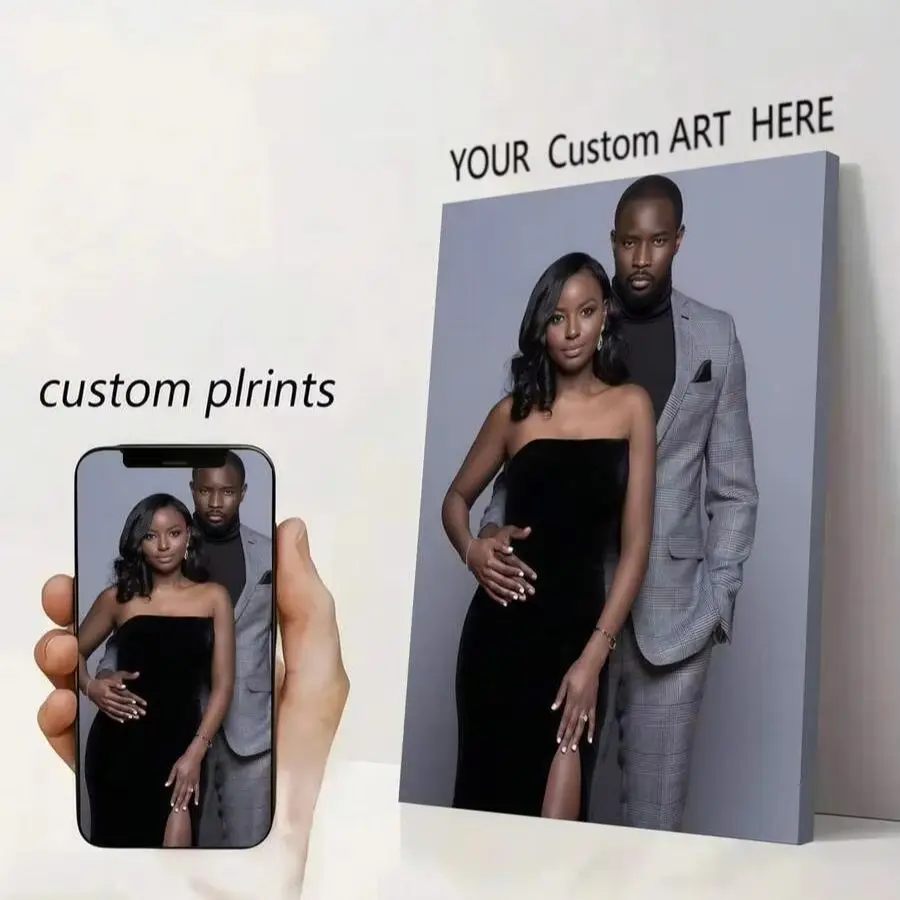 Custom Photo Canvas Print Personalized Unframed Wall Art for Couples, Custom Poster for Bedroom Decor & Holiday Memory Gift