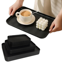 Black Rectangular Non-slip Serving Tray for Chinese Restaurant Fast Food Cake & Tea Service Commercial Durable Hotel Tableware