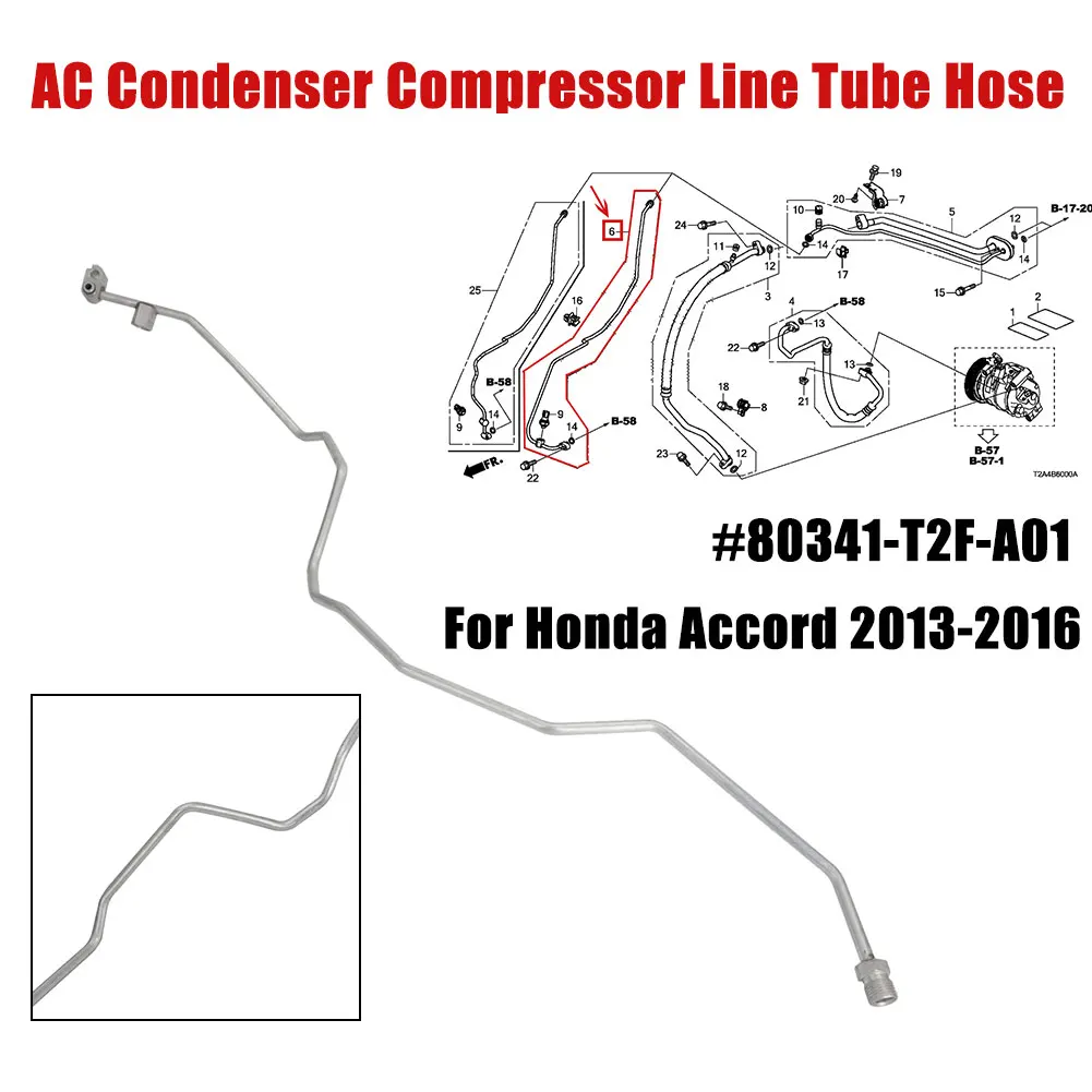 

#80341-T2F-A01 Car Interior Replacement Accessories AC Condenser Compressor Line Tube Hose For Honda Accord 2013-2016