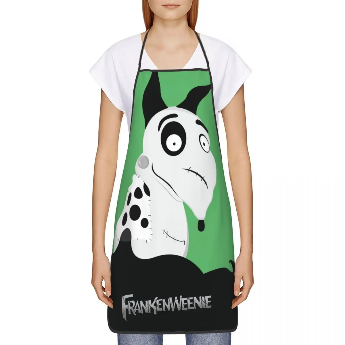 Custom Frankenweenie Sparky Dog Apron Women Men Unisex Bib Horror Kitchen Cooking Tablier Cuisine Chef Painting