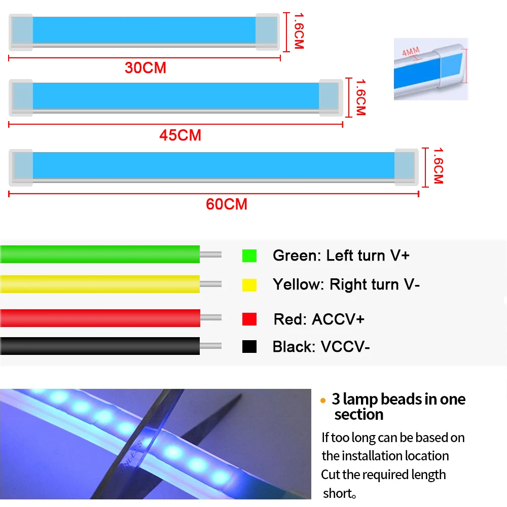 2 sztuk DRL samochodów światła do jazdy dziennej LED elastyczna taśma wodoodporna reflektory samochodowe Turn Signal dekoracyjna lampa RGB pilot
