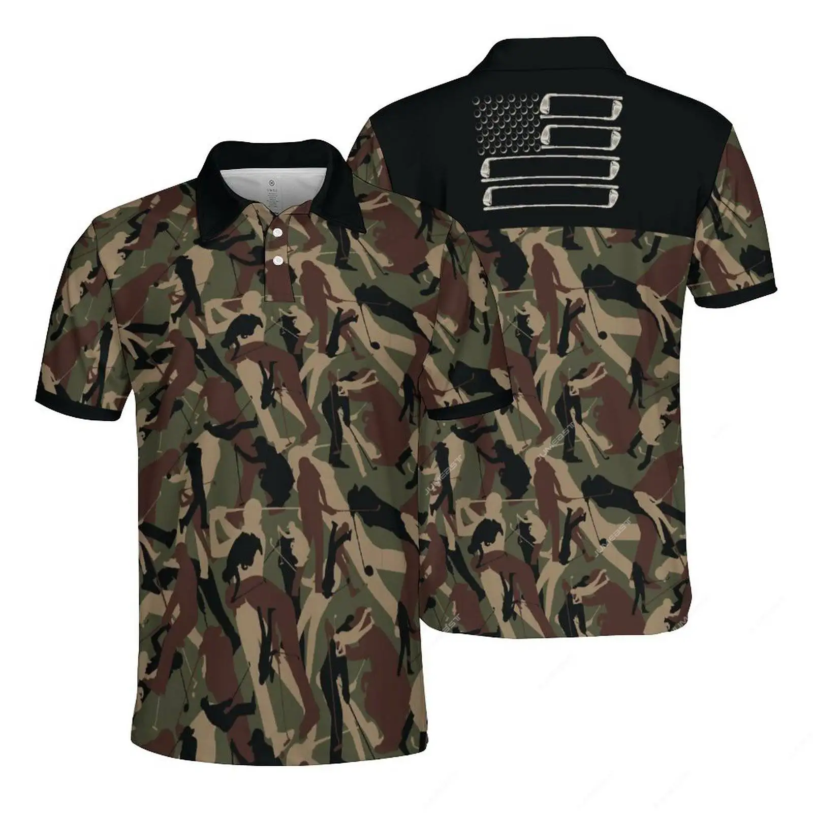 Jumeast Golf Men Camo Polo Shirt Hunting Camouflage Soft Mesh T-shirts Military Light Academia Workout Youthful Vitality Clothes