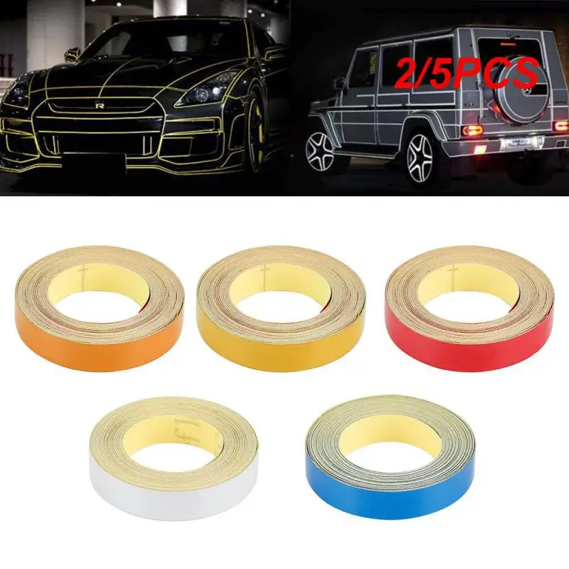 2/5PCS 5mx1cm Reflective Sticker Safety Mark Warning Stickers Reflect Fluorescent Strips Wheel Decoration Car