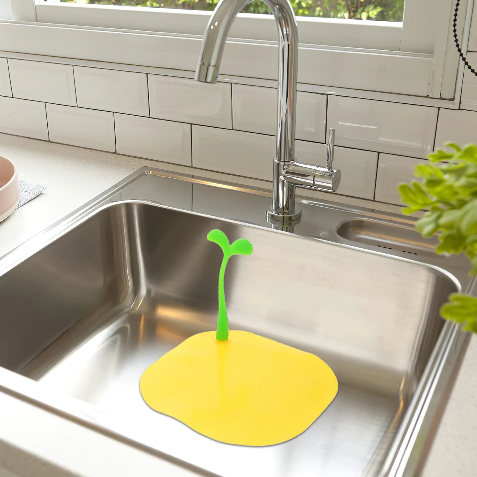 2 قطعة غطاء لبالوعة بالأرضية من السيليكون الفول الأصفر تنبت شجرة جوز الهند تصميم الحطام الماسك للحمام المطبخ الغسيل