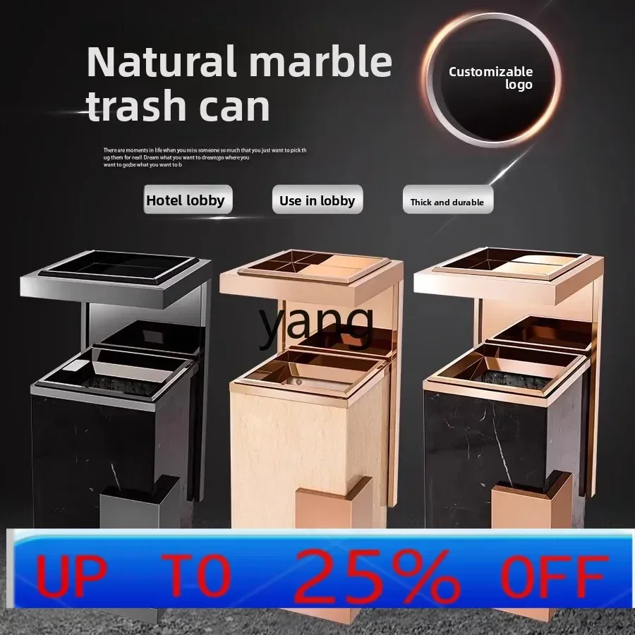 lhh  lobby trash can with ashtray marble stainless steel elevator entrance vertical sanitary bucket