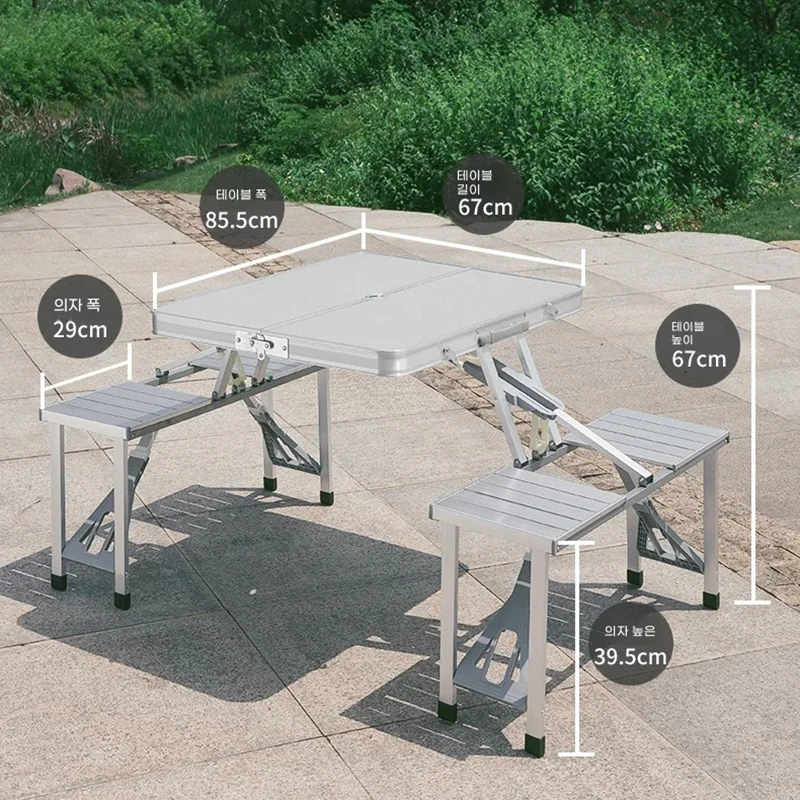 New Folding Camping Table with 4 Chairs Portable Folding Courtyard Table Alloy Connected Simple Fold Picnic Outdoor