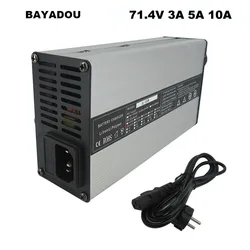 71.4V 3A 5A 10A Battery Fast Charger 17S 61.2V 62.9V Lithium Li-ion RV Forklift Energy Storage Charger