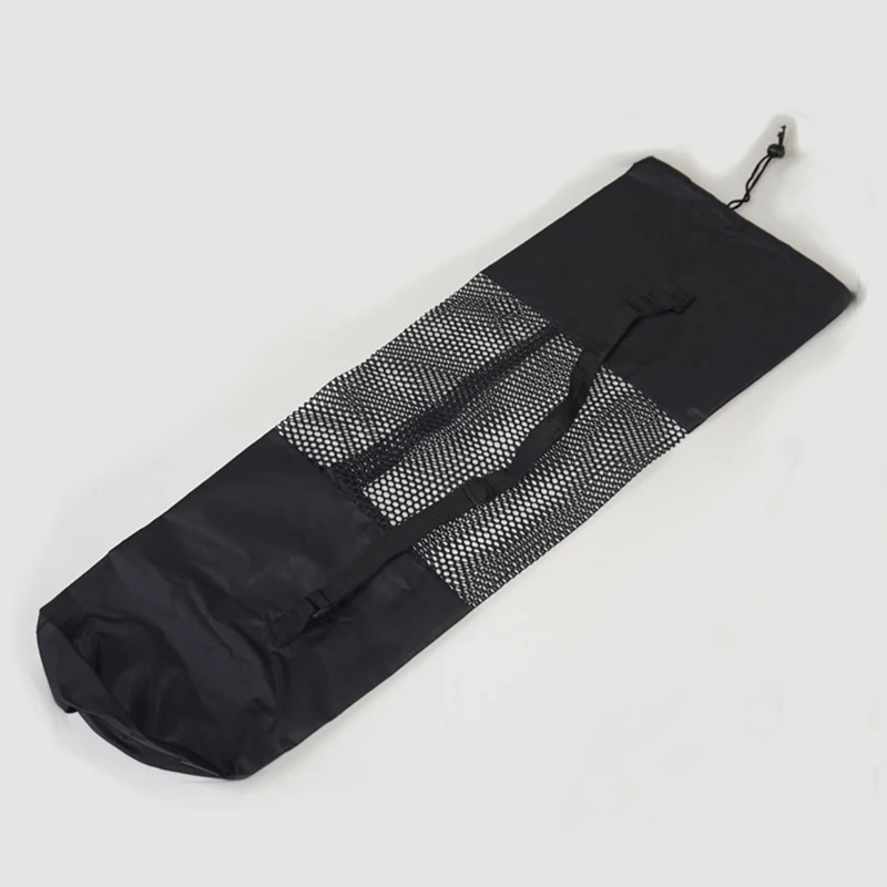 Bolsa de almacenamiento de malla de transporte portátil, se adapta a la mayoría de esterillas de Yoga, bolsa de esterilla negra, bolsa deportiva transpirable con correas de hombro ajustables