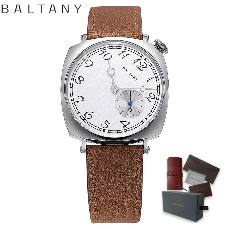 Baltany Casual Chic Quartz Waterproof Watch Reproduced From Vc 1921 S4072 Heat-Treated Blue Hands Square Case Vintage Wristwatch