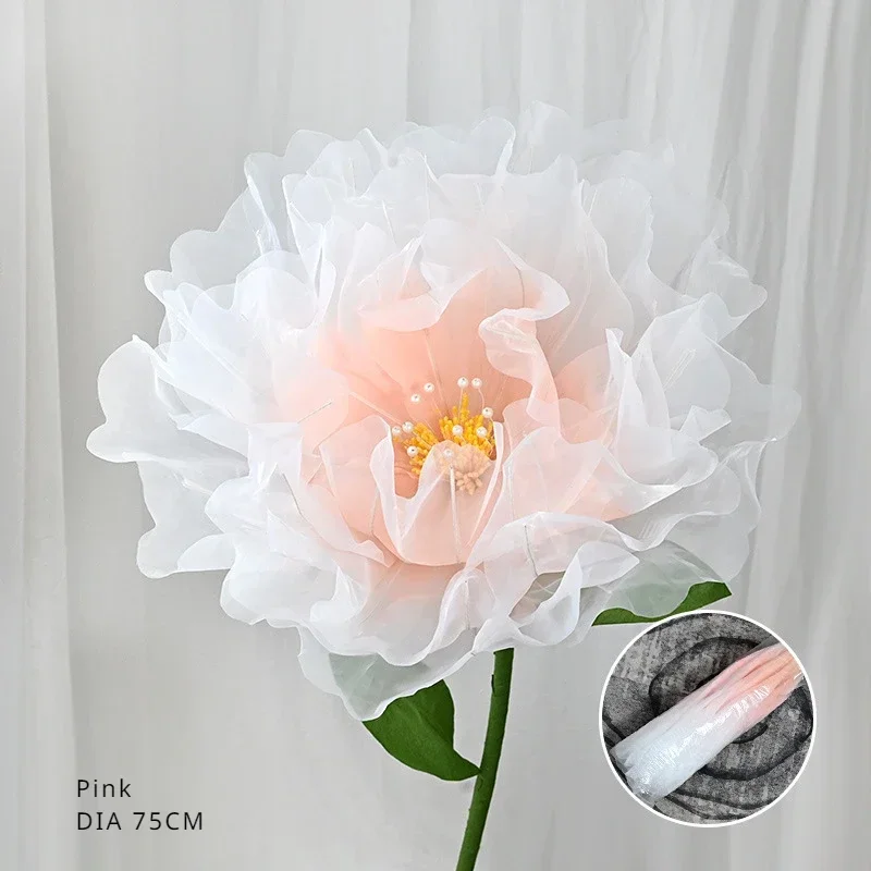 DIA 75CM Artificial Mesh Red Yarn Flower Peony Peony Big Flower Wedding Decoration Stage Window Decorations