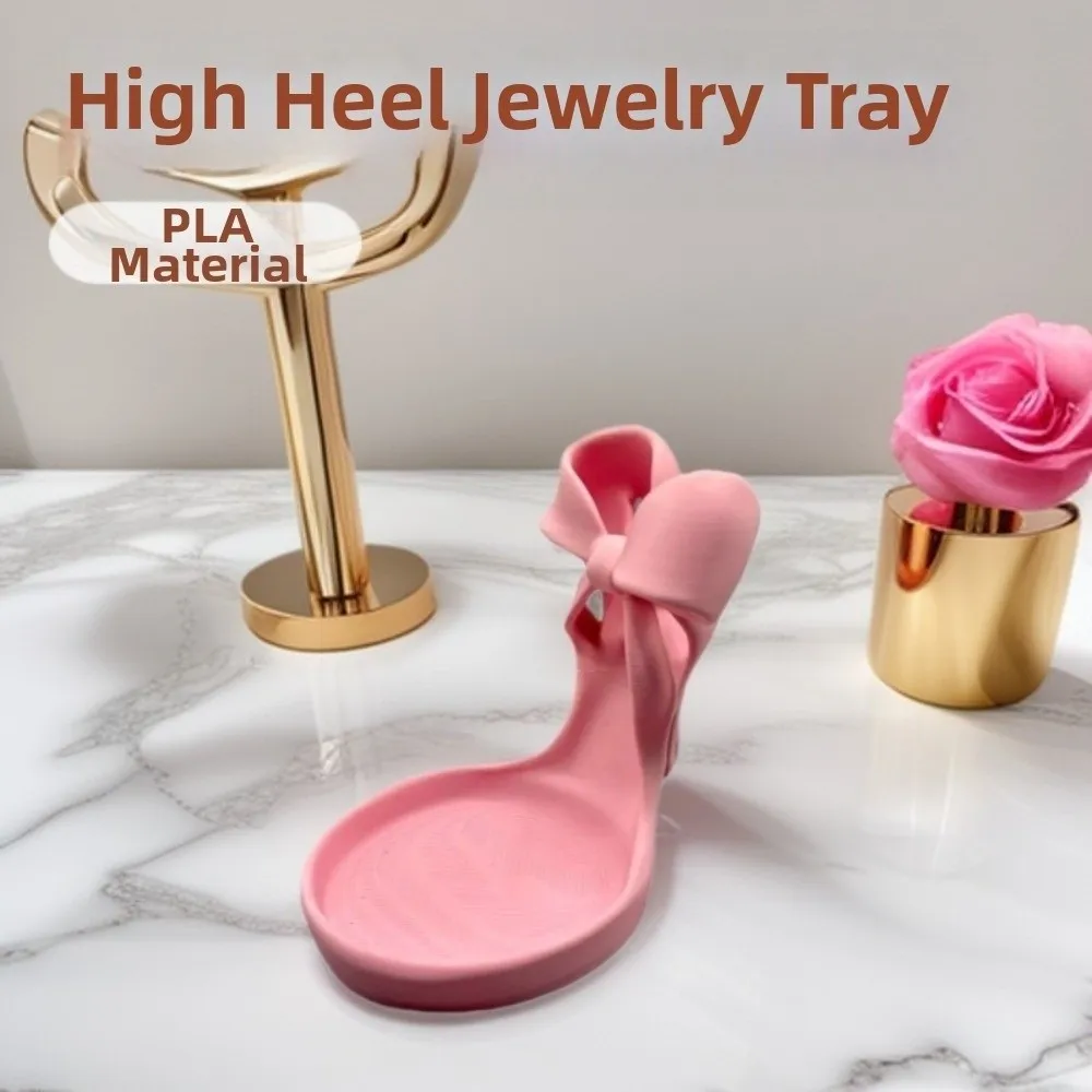

Fun 3D Printed High Heel Jewelry Tray INS Elegant Jewelry Storage Tray Simple Mini Shoe-shaped Ring Holder Photography Props