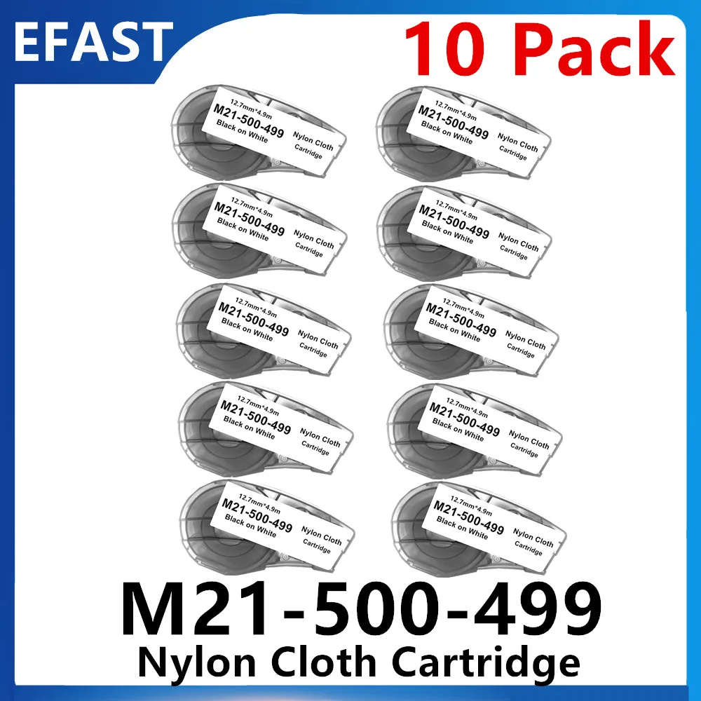 1~10 PK Label Maker M21 500 499 Cartridge Black/White 12.7mm Nylon Cloth Film Use Cable&Wire Marking,Laboratory Item Labeling