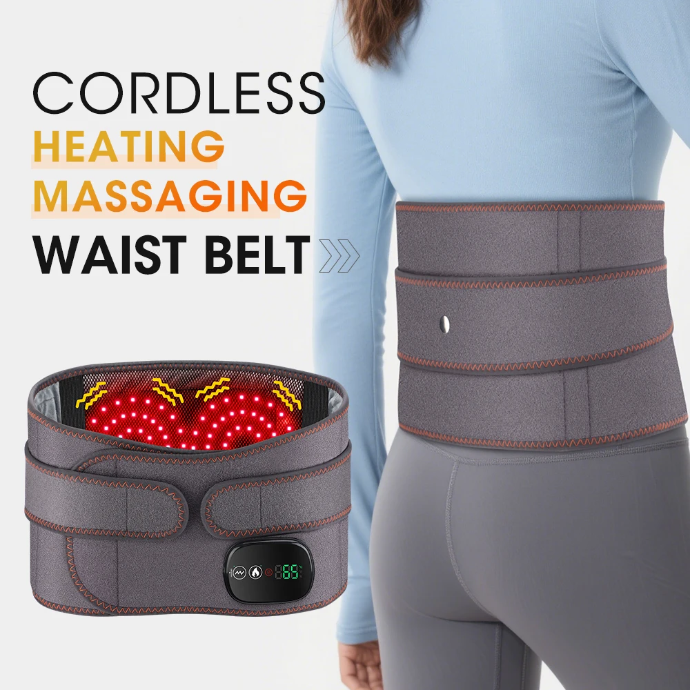 

Electric Heating Waist Massager Vibration Hot Compress Support Brace Belt Back Relax 3 Gear Adjustment Heated Massage Waist Belt