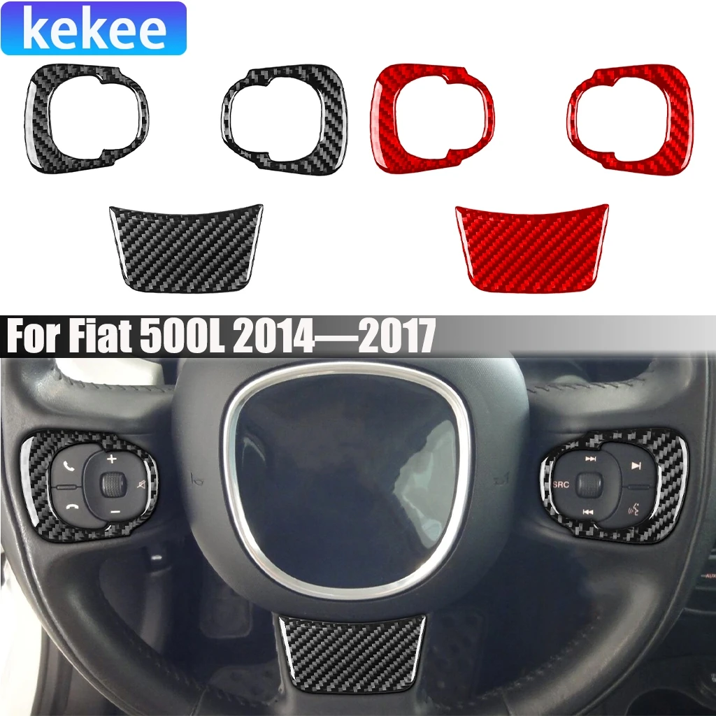 

Carbon Fiber Car Accessories Driver Wheel Decorative Set Modified Interior Trim Soft Cover Sticker For Fiat 500L 2014-2017