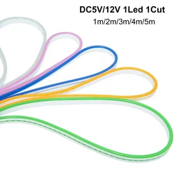 Tira de luces de neón de 1 Corte, SMD3528 cinta Flexible de cuerda, barra de tubo de silicona, impermeable, letrero de bricolaje para decoración del hogar, 5v, 12v, 6mm, 120 LED/m