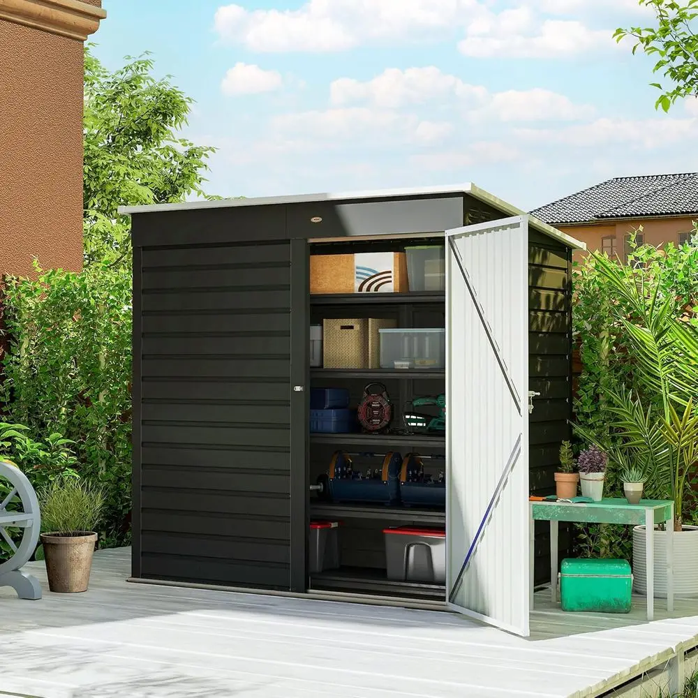 

6' x 4' Durable Metal Outdoor Shed - Easy Assembly, Lockable Door, Ideal for Garden Tools and Patio Storage in Gray