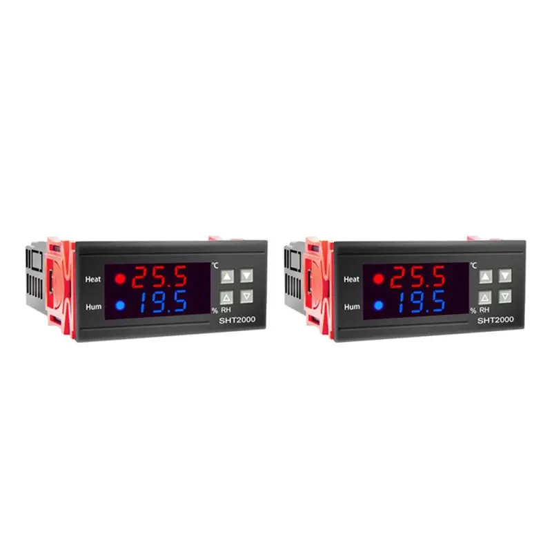 2X SHT2000 Temperature Humidity Controller Thermostat Humidistat Indoor Brewing Incubator Thermometer AC110-230V