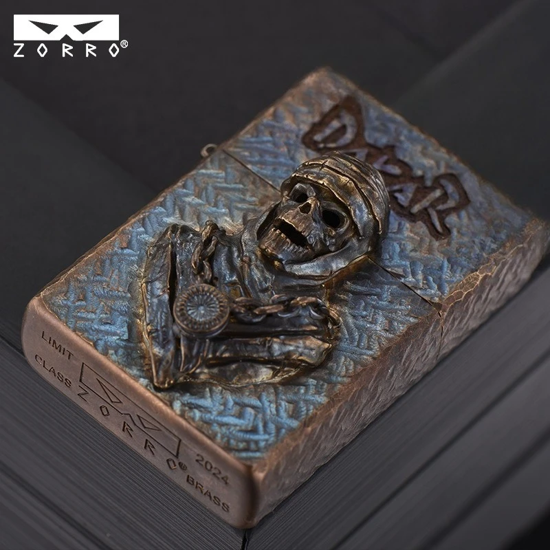 Zoro Original Copper Handmade Relief Kerosiene Grinding Wheel Lighter for Men's Fashionable High-end Gift Cigarette Lighter - Image 2
