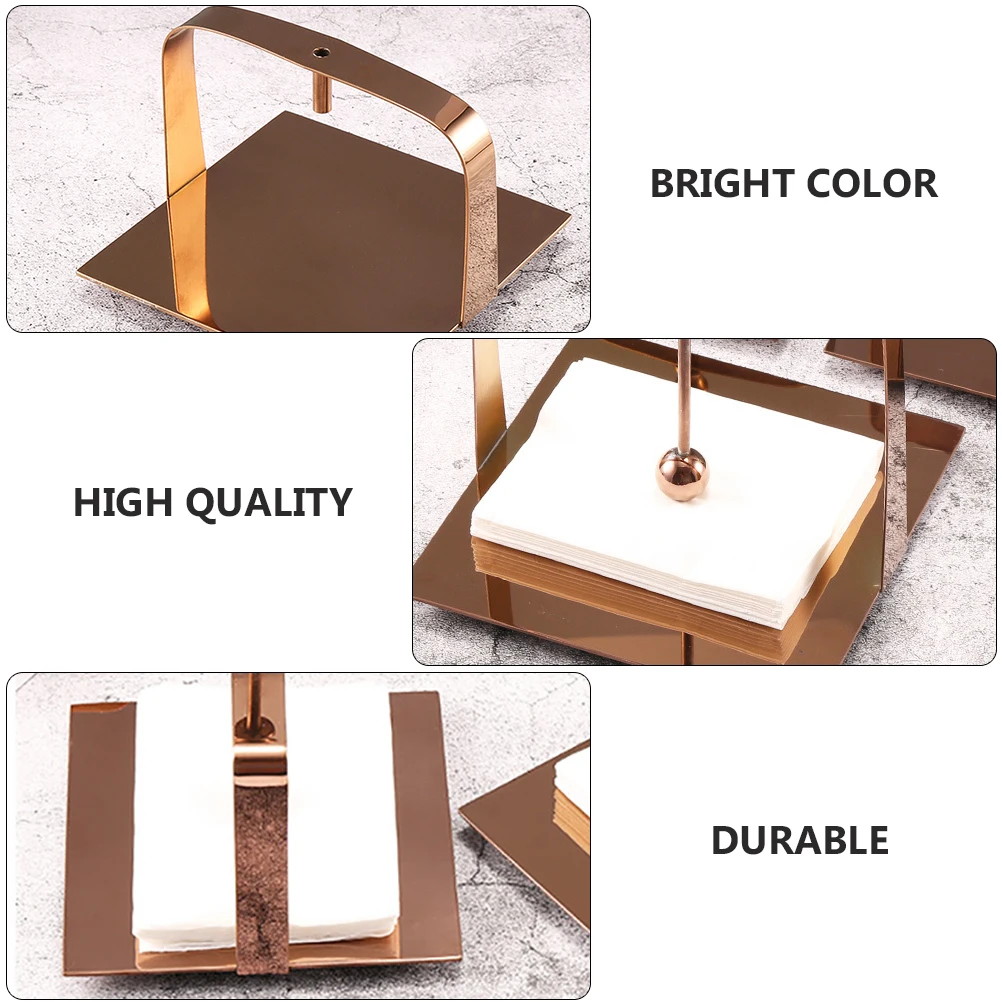 

1pc Stainless Steel Napkin Holder Paper Rack Creative Desktop Tissue Stand Household Supply Corrosion Resistant Bright