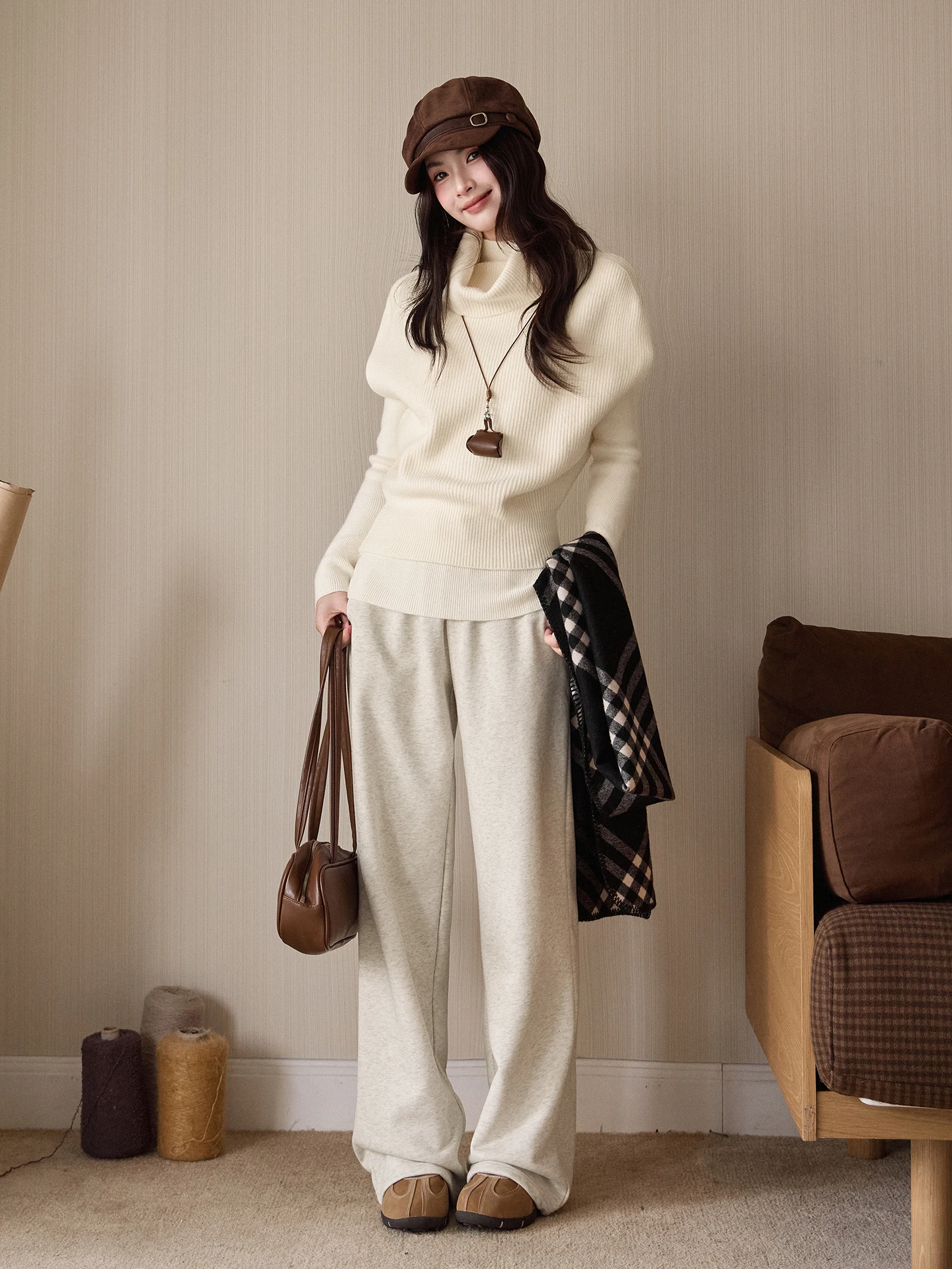 

Оригинальный белый вязаный свитер Little Fi Gentle Long Sve для женщин, осенне-зимний, облегающий, мягкий, уютный, милый топ