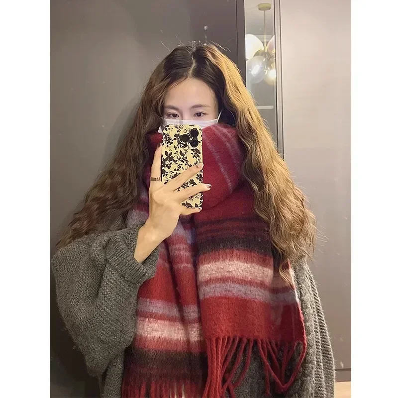 Beautiful Large Scarves for Woman Super Large Fluffy Comfortable Scarf Windproof Warm Wraps Korean Popular Scarf