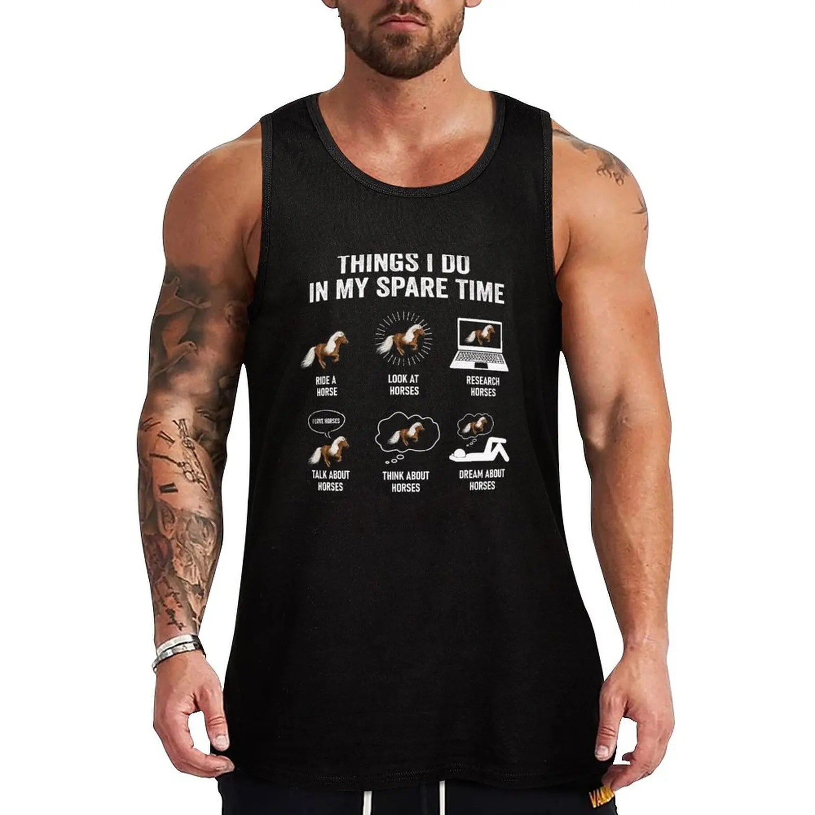 Horse Lover - Things I Do In Spare Time Tank Top Fitness Tank Top Lightweight Breathable Gym Shirt
