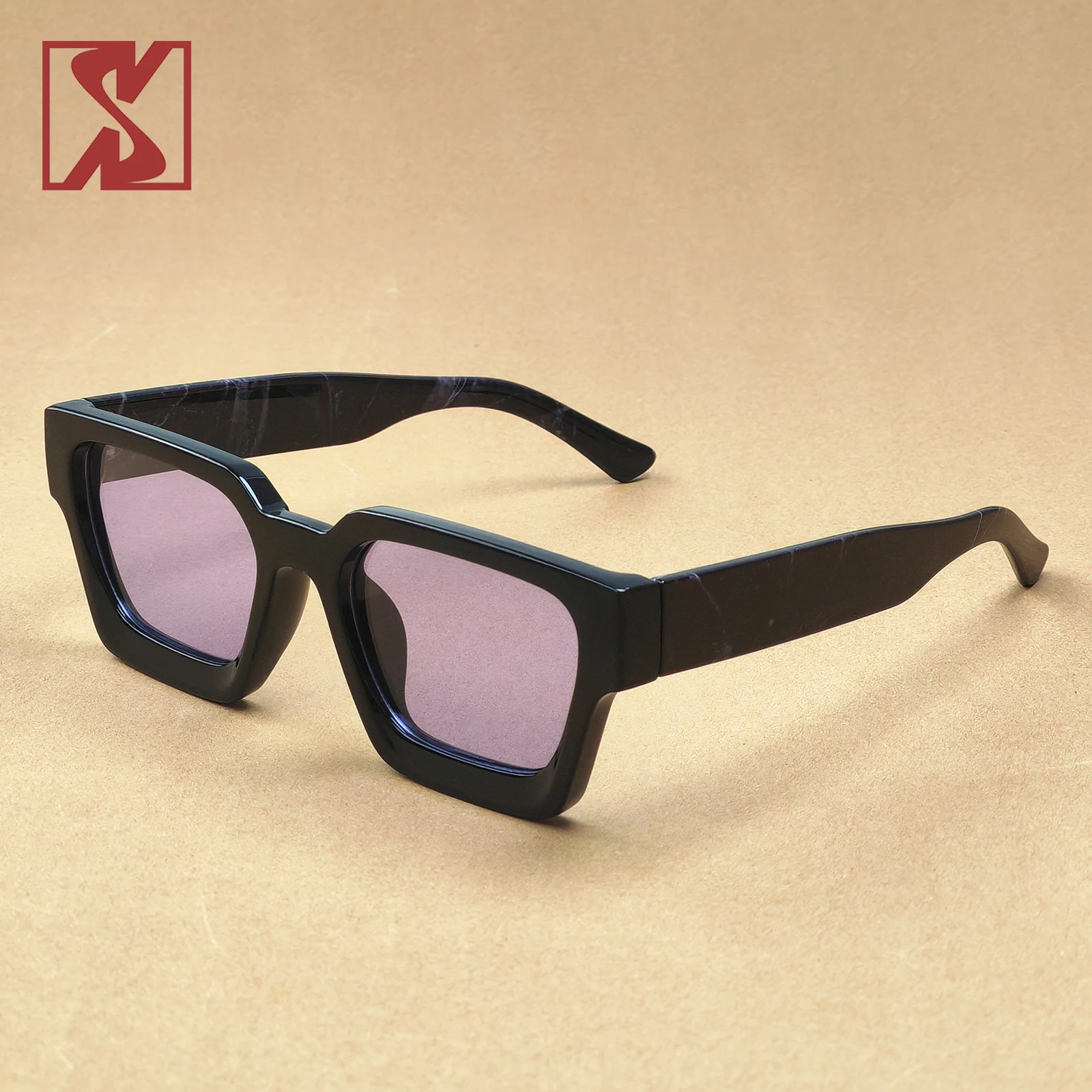SHEEN KELLY Retro Thick Rectangle Chunky Sunglasses Women  display picture 2
