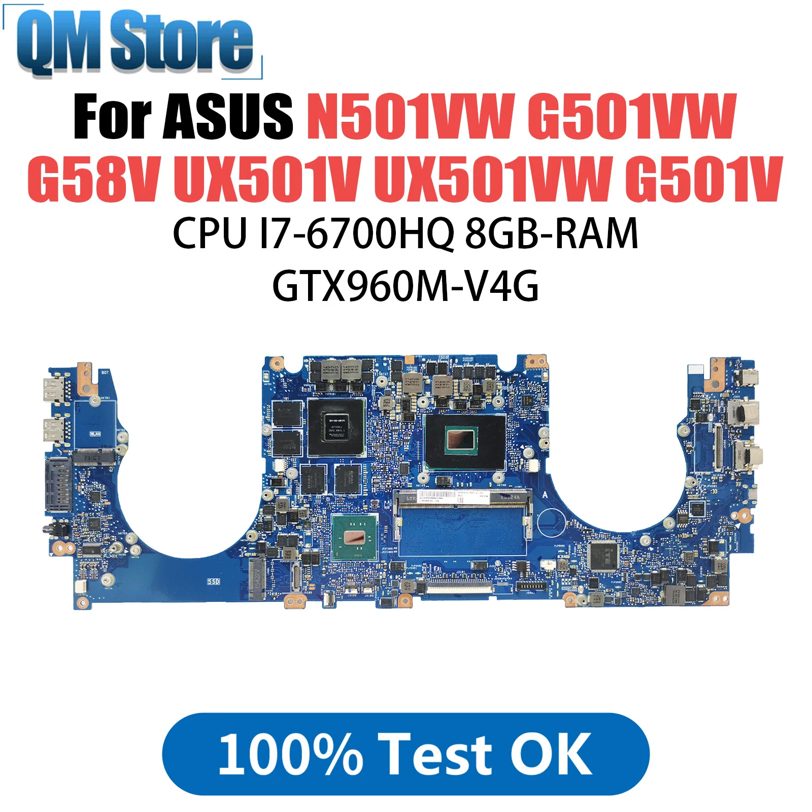 

For ASUS N501VW G501VW G58V UX501V UX501VW G501V Laptop Motherboard N501V Mainboard Test OK I7-6700HQ Cpu 8GB-RAM GTX960M