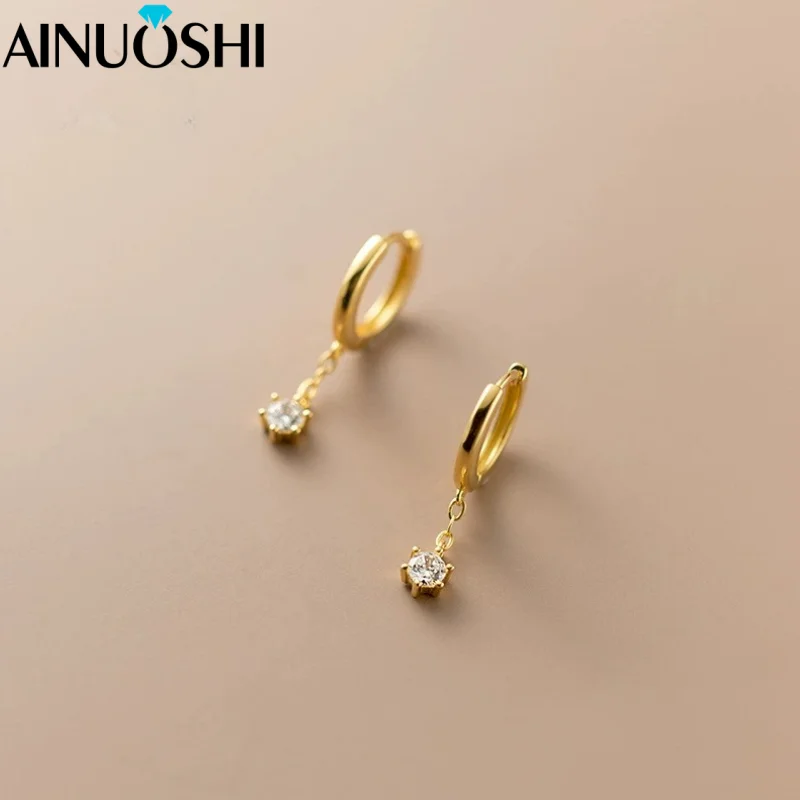 

AINUOSHI Stud Earrings for Women Real 925 Silver Dangle Hoop Earrings with Cubic Zirconia Anniversary Jewelry Gifts for Female