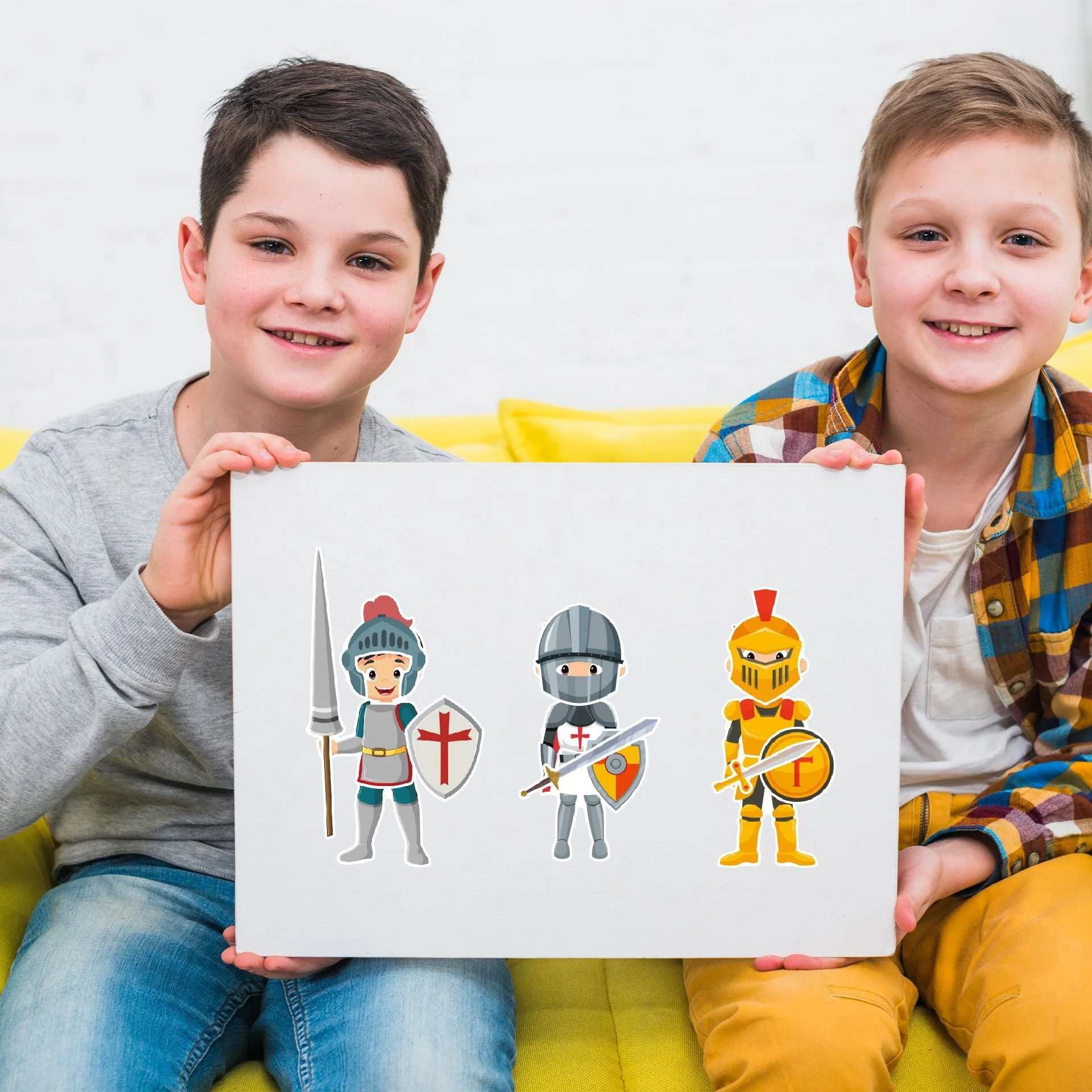 Maak je eigen ridder DIY-stickers voor kinderen jongens meisjes aankleden Cavalier montage puzzelstickers kinderfeestcadeaus