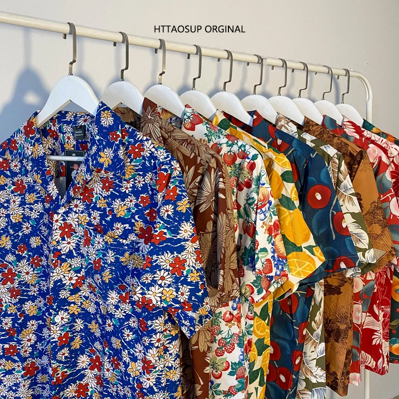 

Loose Short Sleeve Floral Shirt Retro Hong Kong Style Men's Women's Summer Hawaii Design Casual Handsome Cuban Collar Shirt