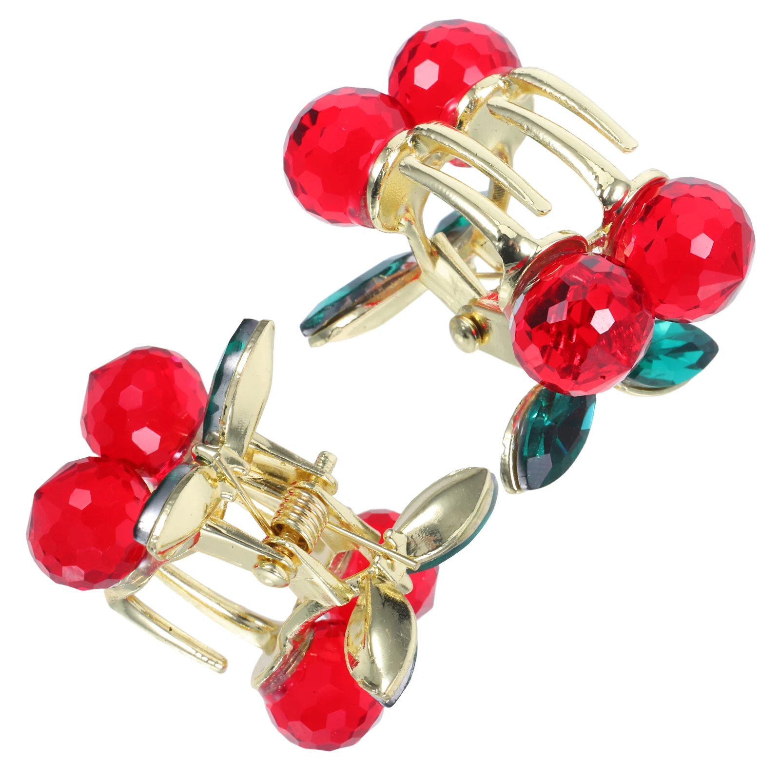 

2pcs Cherry Claw Clips Alloy Rhinestone Claw Clamps Small Hair Jaw Clips For Women Girls Daily Wear Hold Firmly Lightweight For