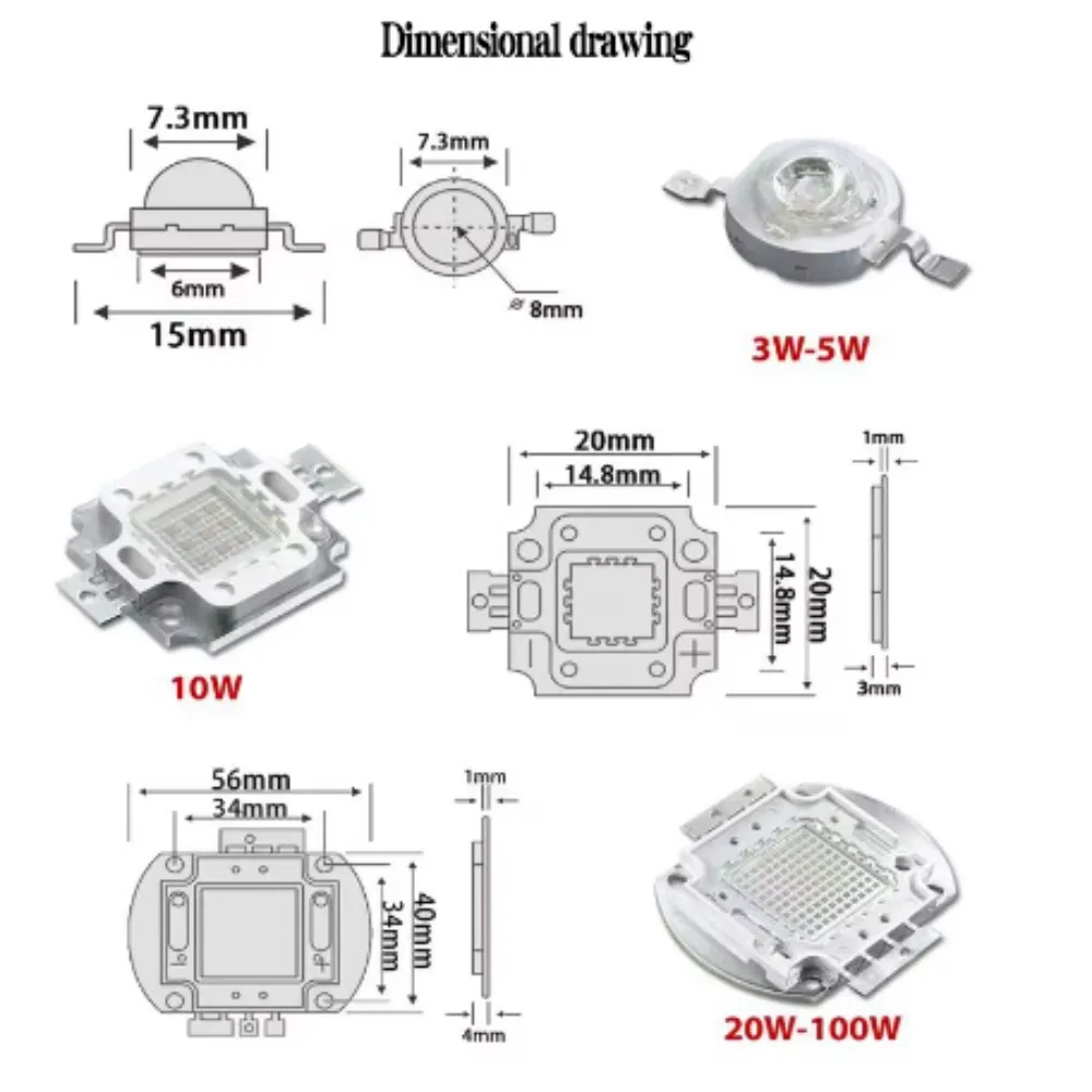 UV led 3W 5W 10W 20W 30W 50W 100W High Power Light UV Purple LED 365nm 385nm 395nm 400nm 405nm 410nm Ultraviolet Bulbs led chip