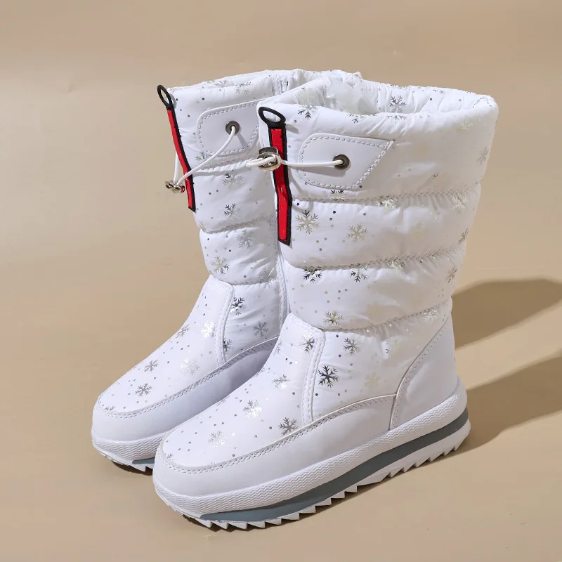 Botas de invierno para mujer, botas de nieve con plataforma, impermeables, antideslizantes, gruesas, de felpa, cálidas, a media pantorrilla, zapatos