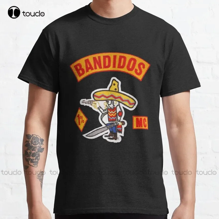 Bandidos Motorcycle  Skull Gang Gangster Mexican Bike Outlaw Classic T-Shirt Big Sister Shirt Custom Aldult Teen Unisex