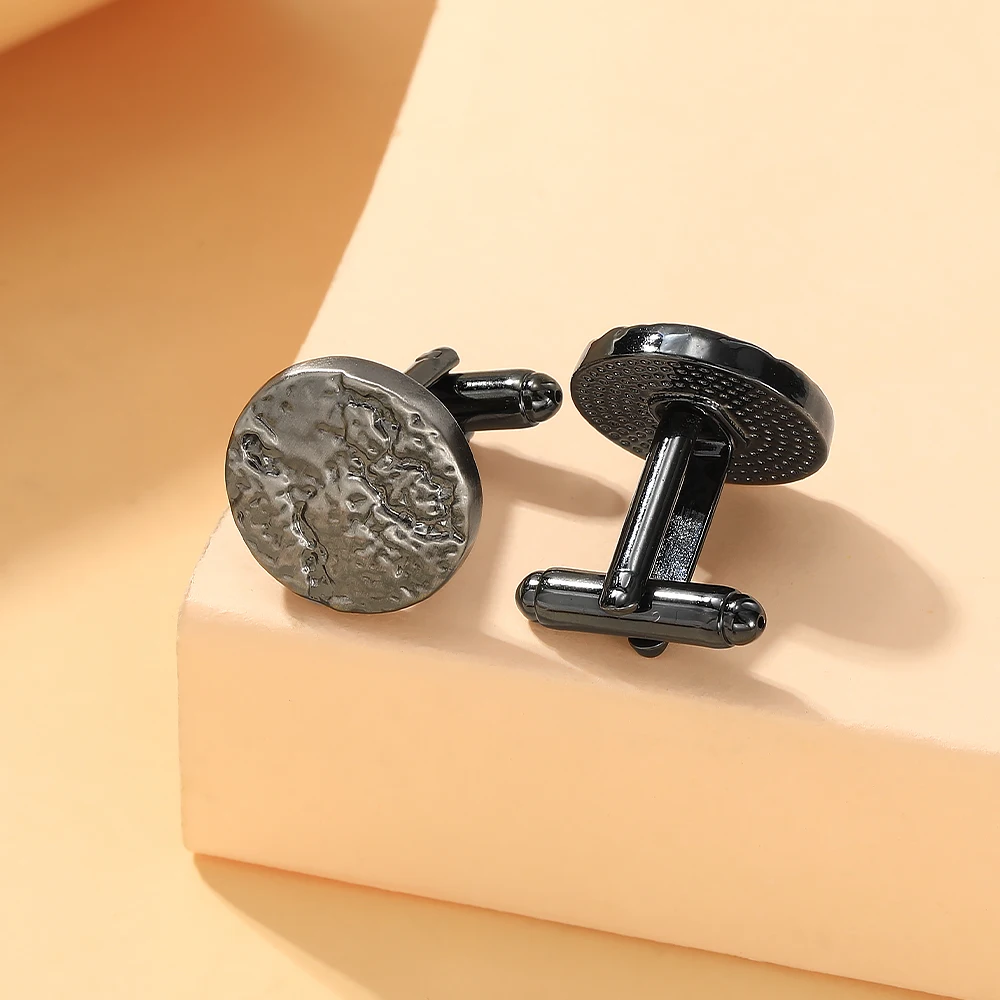 Statement Moonscape Round Cufflinks Space Planet Surface Pattern Design Sleeve Button