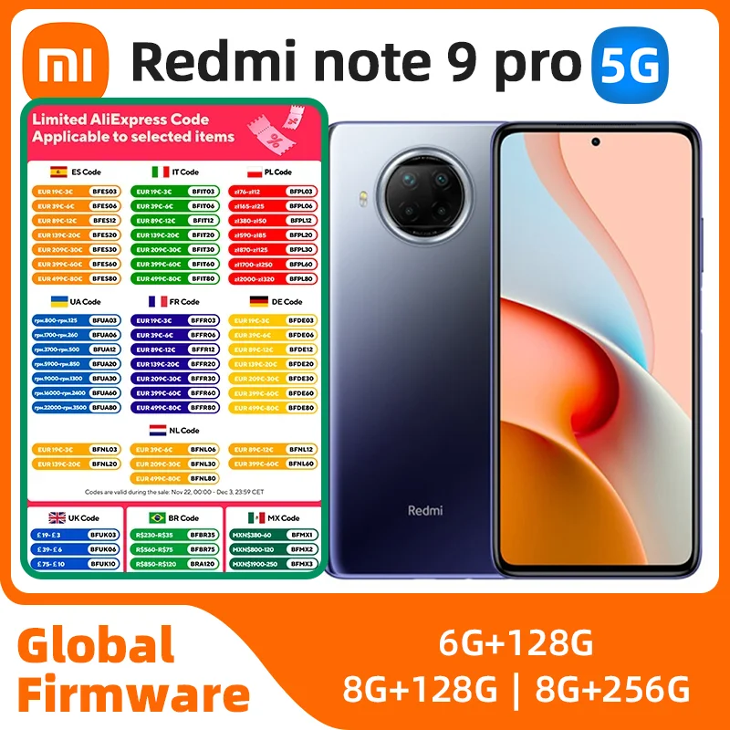 xiaomi redmi note9 pro Android 5G Unlocked 6.67 inch 8GB RAM 256GB ROM All Colours in Good Condition Original used phone