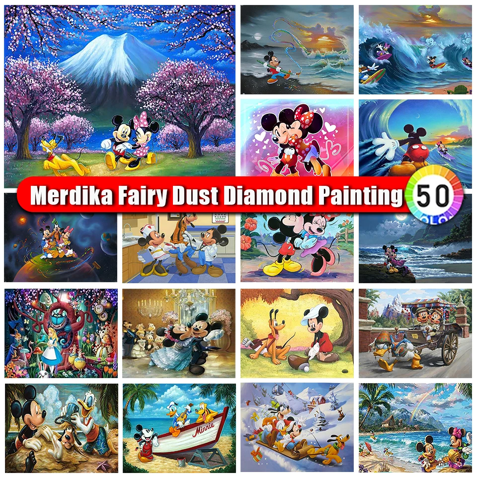 

Merdika Fairy Dust Disney Diamond Painting Mickey Mouse Cute Mosaic Diamond Embroidery 5D DIY 2024 New Sets Gift Home Decor