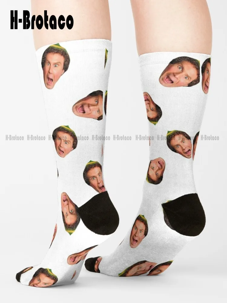 Will Ferrell (Buddy The Elf) Head Socks Softball Socks Comfortable Best Girls Sports Gd Hip Hop Street Skateboard Socks Casual