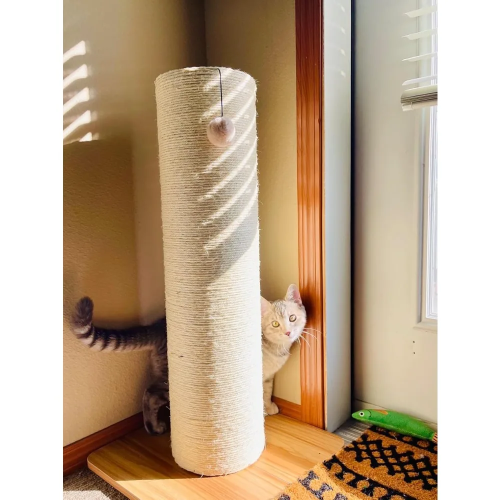 

29.5" Cat Scratching Post, 7.5" Ultra-Large Diameter Natural Sisal Cat Scratch Post, Scratch-Resistant Tall Cat Scratcher