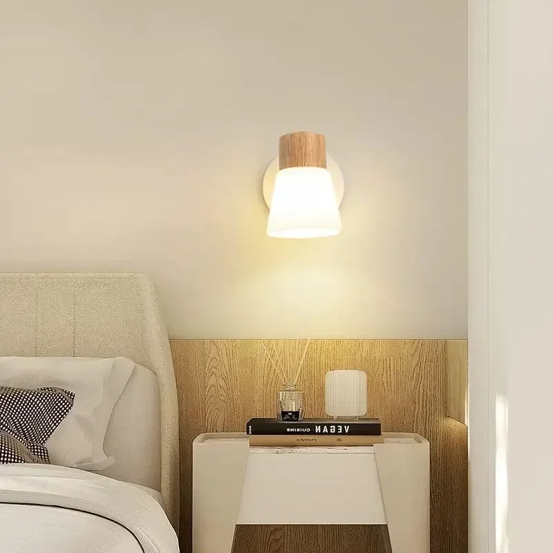 Imagem -05 - Nordic Wooden Led Wall Lamp Cabeça Dupla Leite Vidro Branco Arandela para Quarto Sala de Estar Estudo Sala de Jantar Decoração de Casa