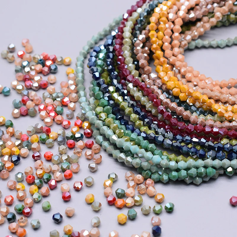 160pcs/Lot New Color 4mm Bicone Crystal Glass Beads Loose Spacer Beads Faceted Crystal Beads For Jewelry Making DIY