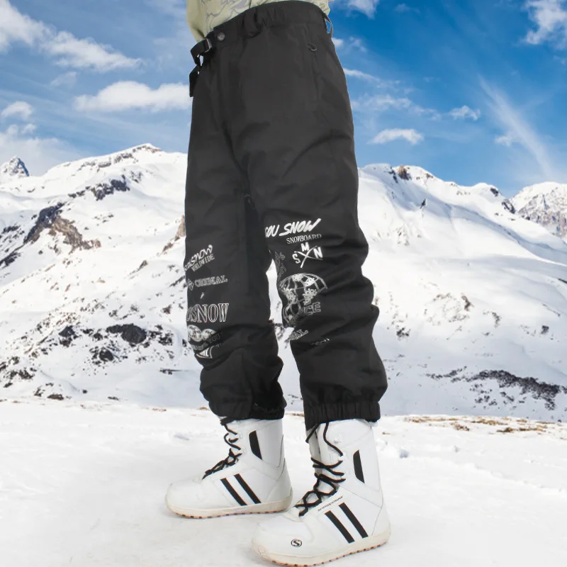 2022 Men's Ski Pants Winter Oversize Warm Windproof Waterproof Snow Pants Overalls Breathable Loose Skiing Snowboarding Trousers