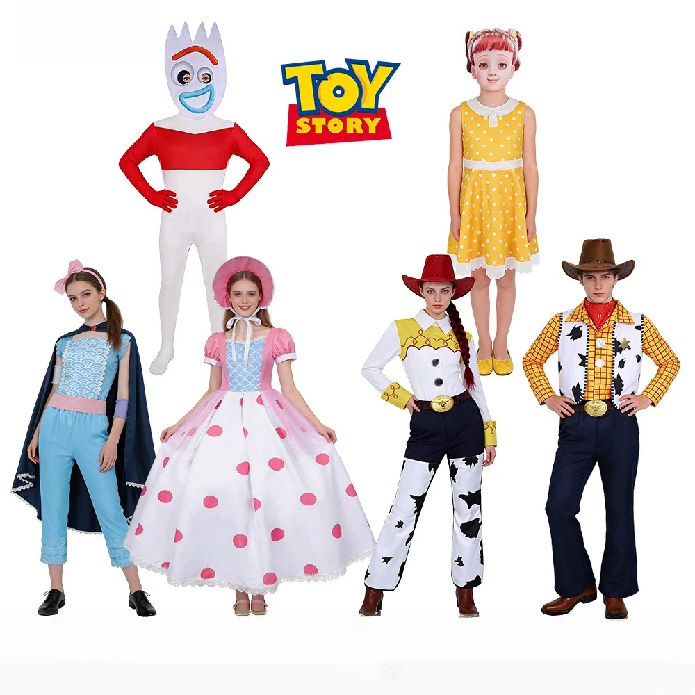 Disfraz de Toy Story, Forky, Woody, Jessie, Bo Peep, para Halloween, Carnaval, Fiesta, Actuación en Escenario, para Adultos y Niños