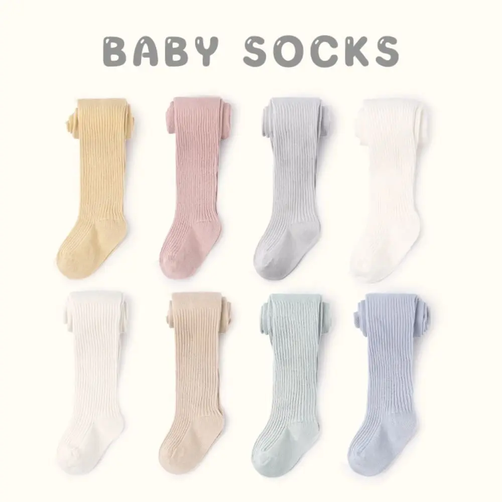 

Warm Knitted Baby Tights Cotton Breathable Kids Pantyhose Solid Color Toddler Stocking