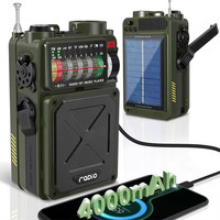 Outdoor Solar Emergency Hand Crank Dynamo Radio USB Portable Vintage AM/FM/SW Full-band Radio BT 5.0 Speaker With Flashlight SOS