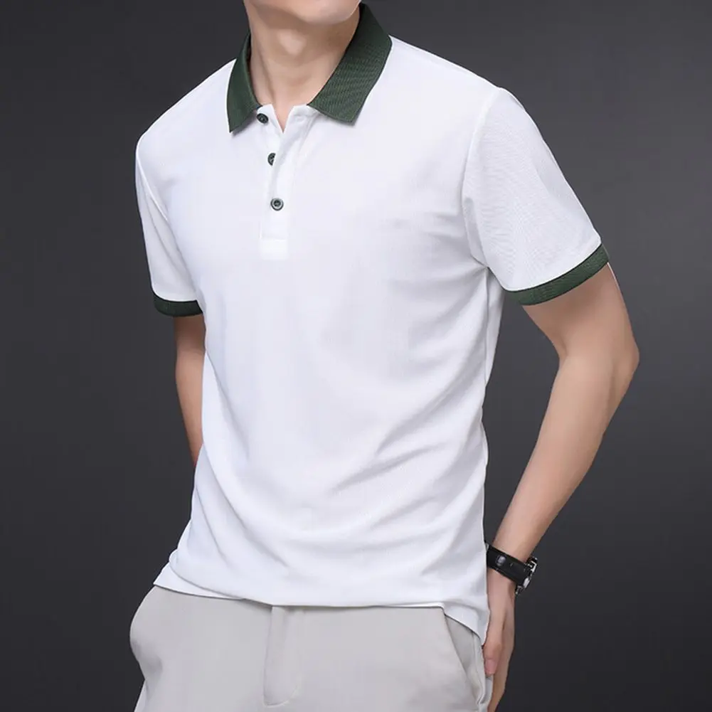 

Comfy Fashion Mens T-Shirt Top Lapel Shirt Minimalist Regular Short Sleeve Skin-friendly Stylish Summer Casual