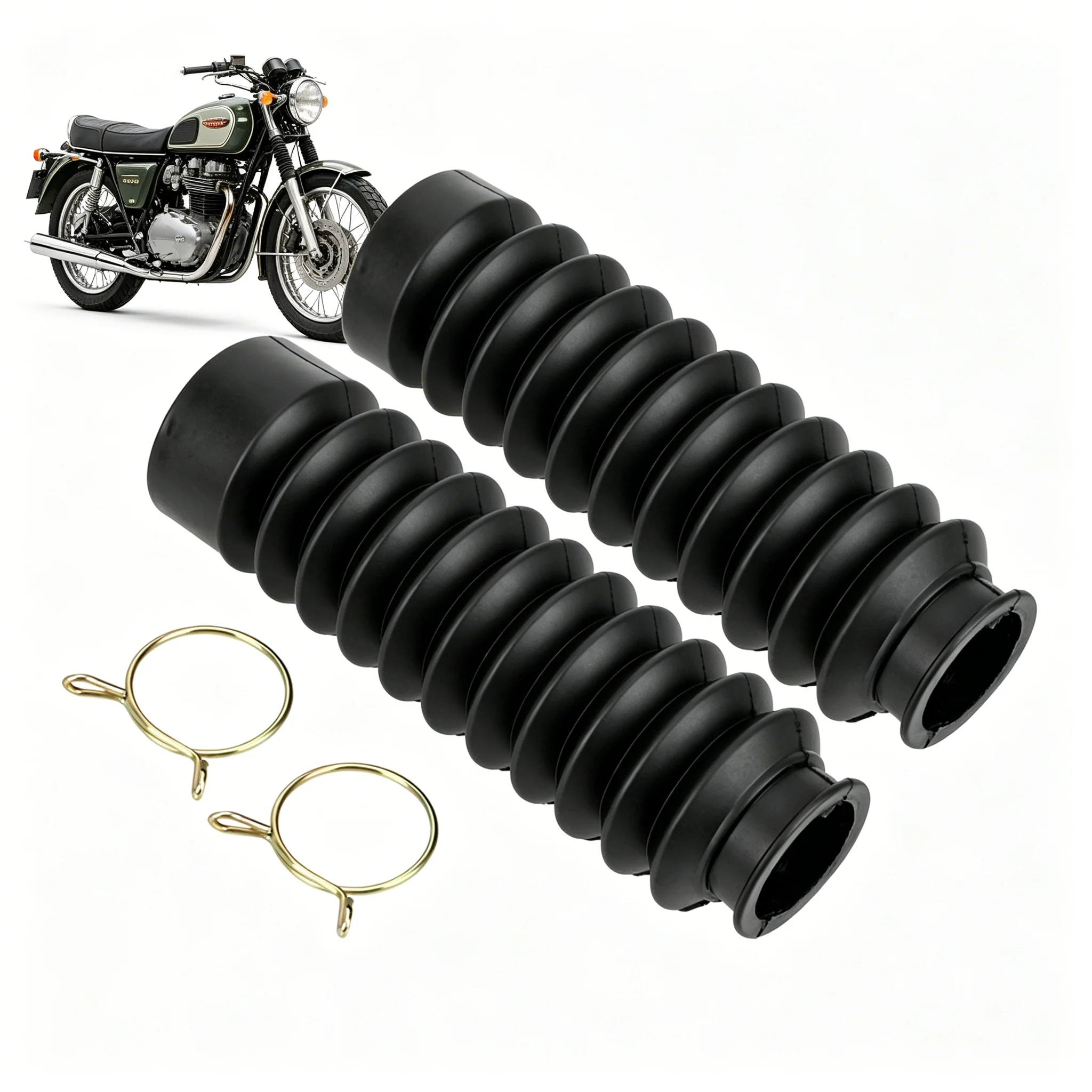 CENJITION 2Pcs Universal Motorcycle Front Fork Dust Proof Sleeve Protector Damping Rubber Shock Absorber Dust Cover Gaiters Gato