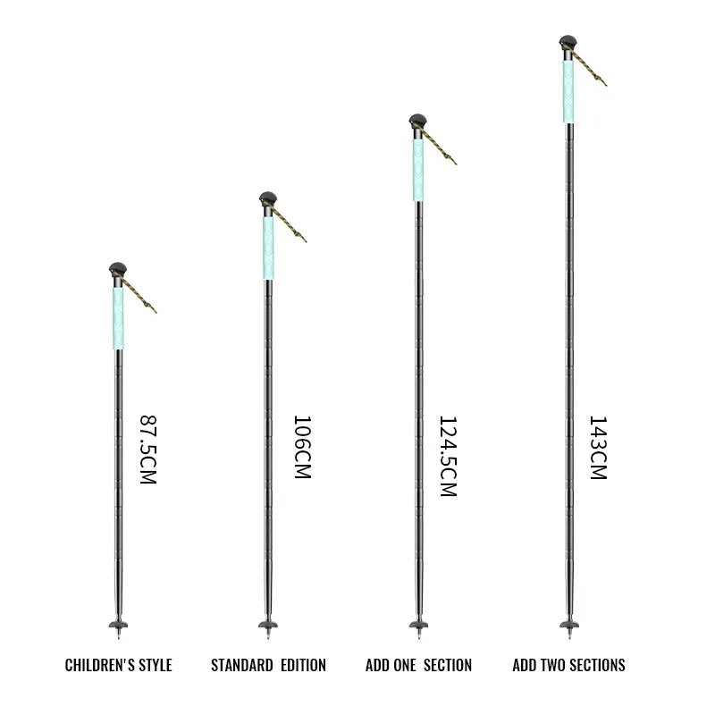 발광 실리콘 등산봉 다기능 자기방어 접이식 야외 하이킹 지팡이 하이킹 폴